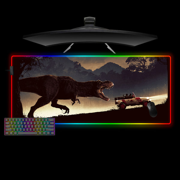 T-Rex Chase Design XXL Size RGB Lights Gamer Mouse Pad