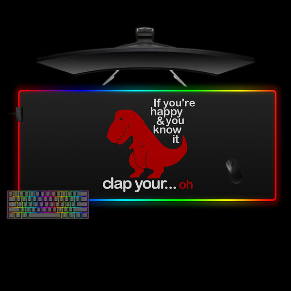 T-Rex Clap Design XL Size RGB Lights Gamer Mouse Pad