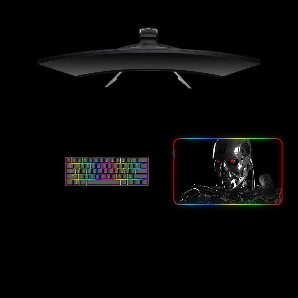T800 Terminator Design Medium Size RGB Backlit Gamer Mouse Pad