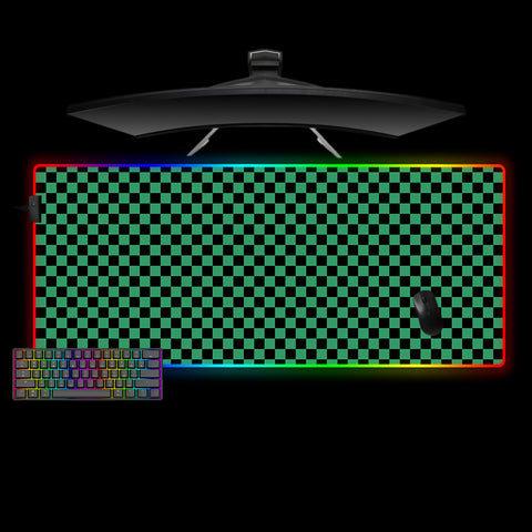 Tanjiro Haori Pattern Design XL Size RGB Light Gaming Mouse Pad, Computer Desk Mat