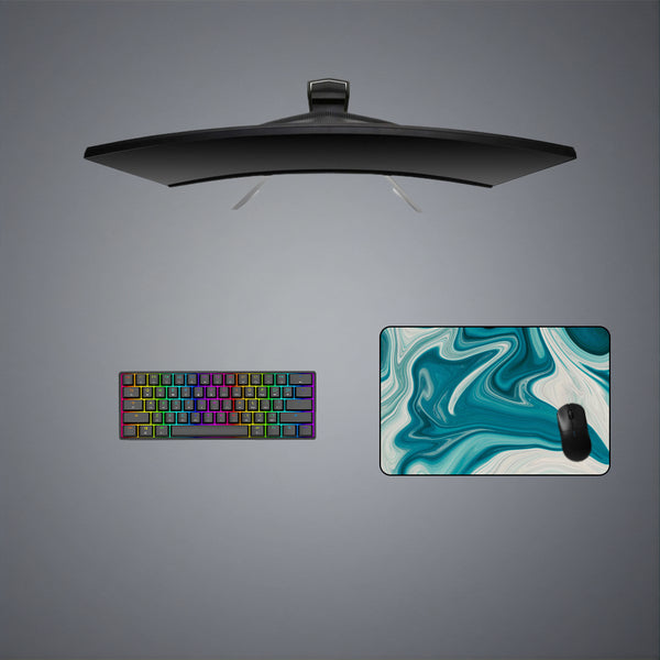 Teal & White Flow Design Medium Size Gaming Mouse Pad