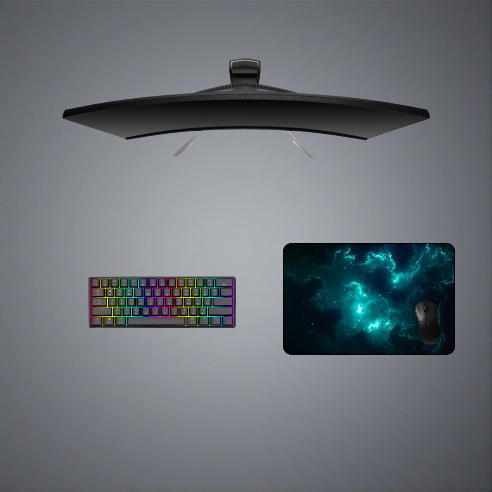 Teal Nebula Design Medium Size Gamer Mouse Pad