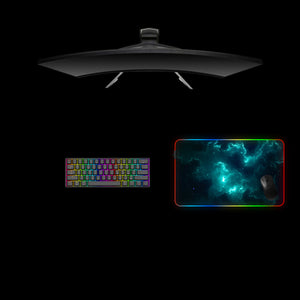 Teal Nebula Design Medium Size LED Light Gamer Mouse Pad