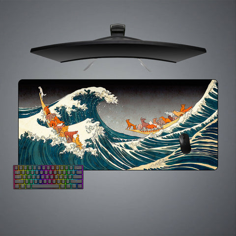 The Great Wave Dogs Design XL Size Gaming Mouse Pad, Computer Desk Mat