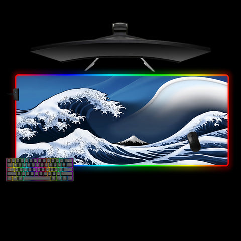 The Great Wave Modern Design Large Size RGB Lighting Gaming Mouse Pad, Computer Desk Mat