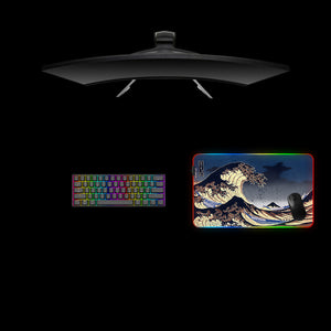 The Great Wave Night Design Medium Size RGB Lighting Gaming Mouse Pad, Computer Desk Mat