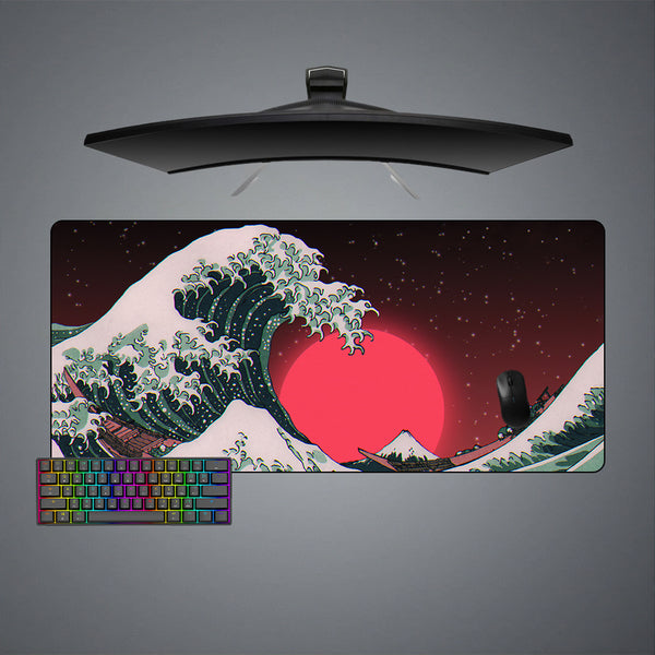 The Great Wave Red Design XXL Size Gaming Mouse Pad