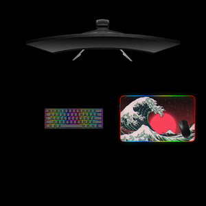 The Great Wave Red Design Medium Size RGB Light Gaming Mouse Pad