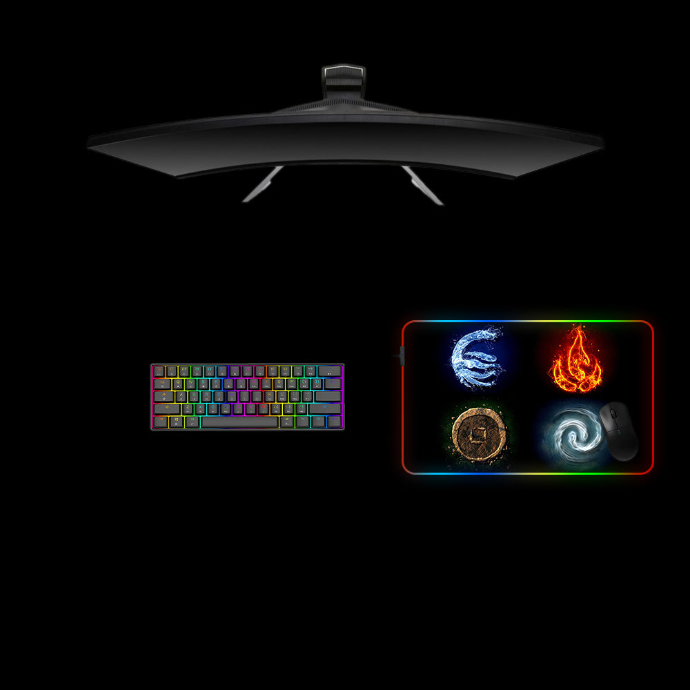 The Last Airbender Elements Design Medium Size RGB Lit Gaming Mousepad