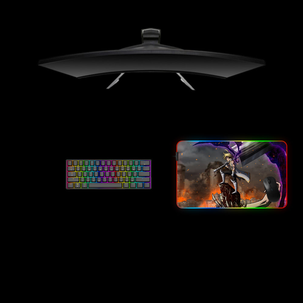 Demon King Design Medium Size RGB Lit Gaming Mousepad, Computer Desk Mat