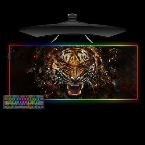 Tiger Shatter Design XXL Size RGB Backlit Gaming Mouse Pad, Computer Desk Mat