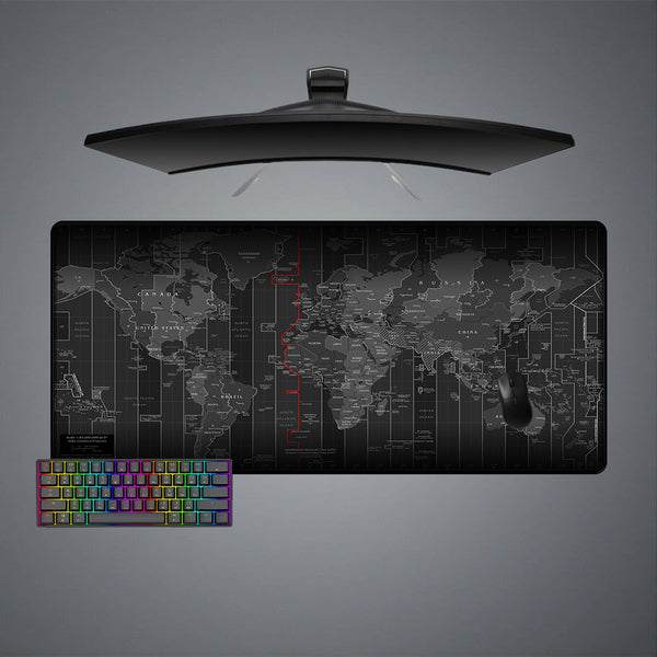 Time Zones Map Design M-XXL Size Gaming Mouse Pad, Computer Desk Mat