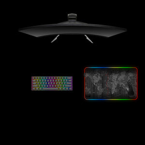 Time Zones Map Design Medium Size RGB Light Up Gamer Mouse Pad, Computer Desk Mat