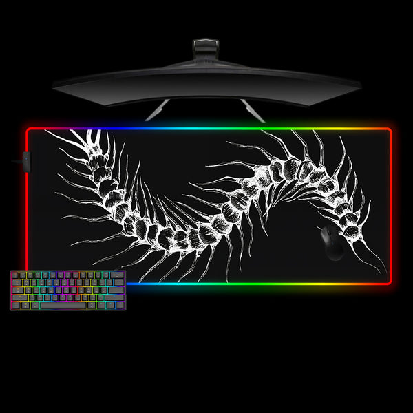 Black Centipede Design XL Size RGB Light Gaming Mouse Pad