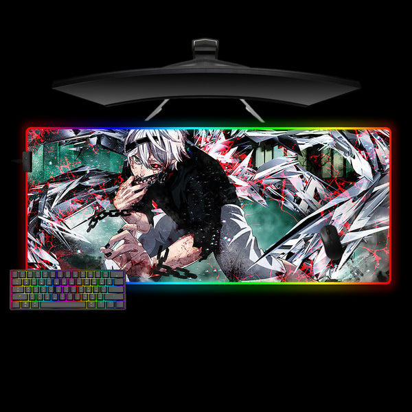 Tokyo Ghoul Ken in Chains Design Large Size RGB Lighting Gaming Mouse Pad, Computer Desk Mat