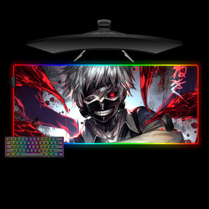 Tokyo Ghoul Ken Tendrils Design XL Size RGB Illuminated Gaming Mouse Pad, Computer Desk Mat