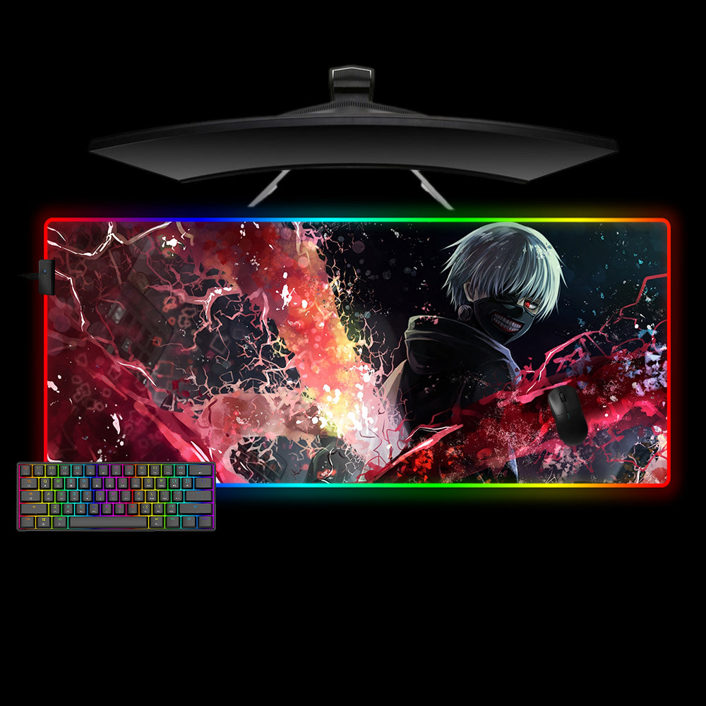 Tokyo Ghoul Looking Back Design XL Size RGB Lighting Gaming Mouse Pad, Computer Desk Mat