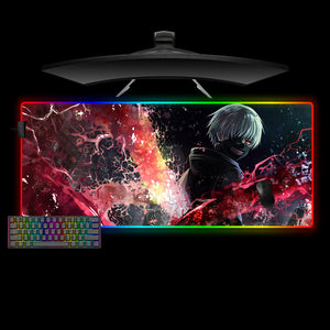 Tokyo Ghoul Looking Back Design XL Size RGB Lighting Gaming Mouse Pad, Computer Desk Mat