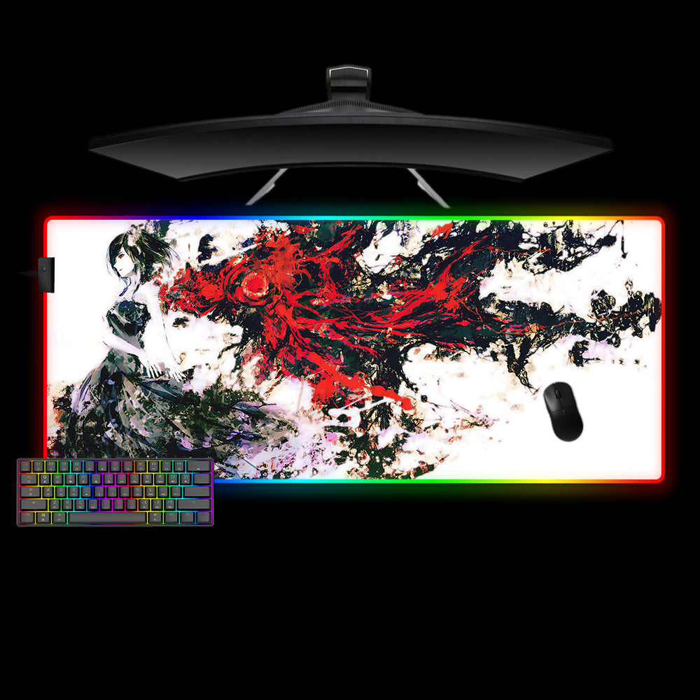 Tokyo Ghoul Touka Artistic Design XL Size RGB Lighting Gaming Mouse Pad, Computer Desk Mat