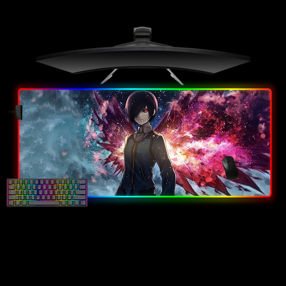 Tokyo Ghoul Touka Kirishima Design XL Size RGB Illuminated Gaming Mouse Pad, Computer Desk Mat