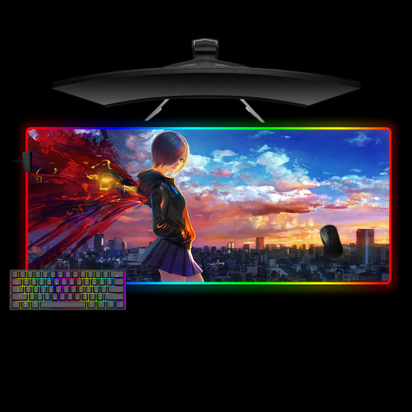 Tokyo Ghoul Touka Sky Design XL Size RGB Lighting Gamer Mouse Pad, Computer Desk Mat