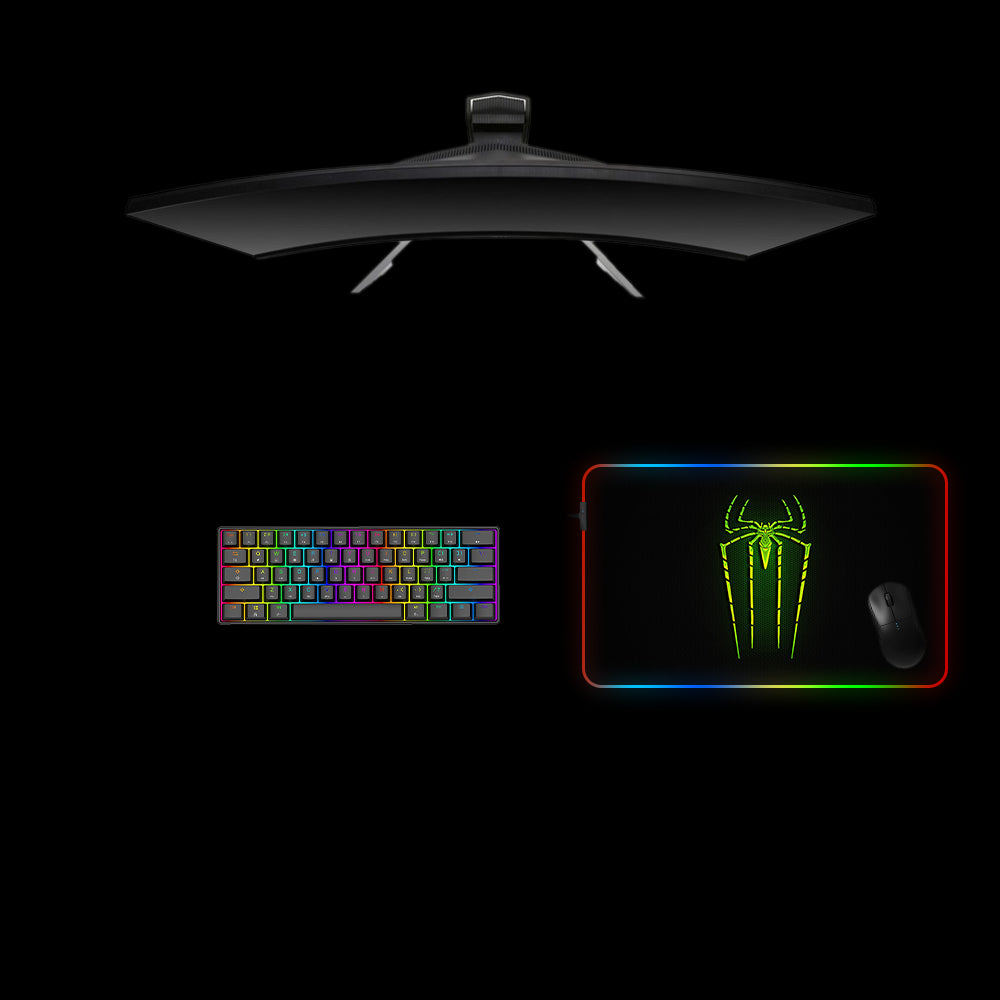 Toxic Spider Design Medium Size RGB Light Gamer Mouse Pad, Computer Desk Mat