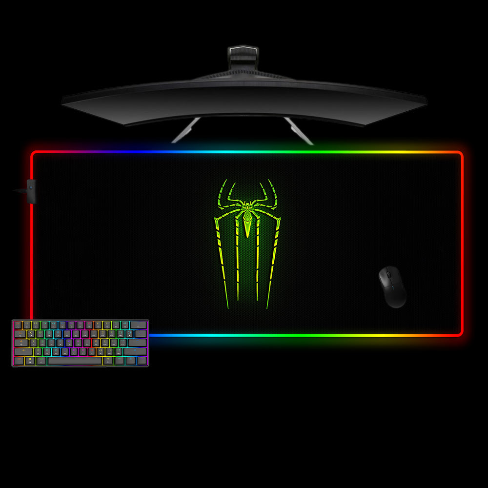 Toxic Spider Design XXL Size RGB Light Gamer Mouse Pad, Computer Desk Mat