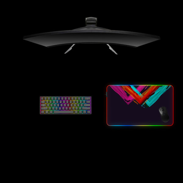 Medium size RGB lit gamer mousepad with Tri Triangle printed design