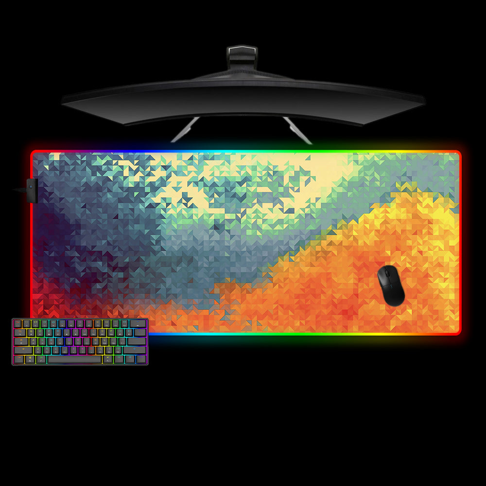 Triangle Pixel Pattern Design XXL Size RGB Lit Gaming Mouse Pad