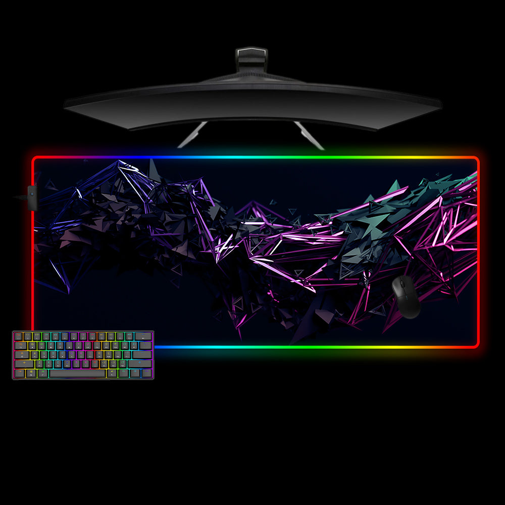 XXL size RGB lit mouse pad with triangle geometric design