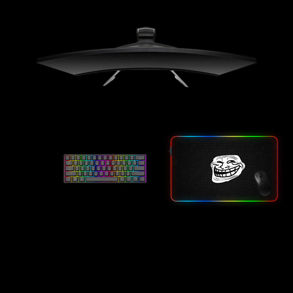 Troll Face Design Medium Size RGB Lit Gamer Mouse Pad