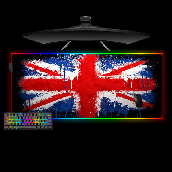 UK Flag Splash Paint Design XXL Size RGB Lit Gaming Mouse Pad