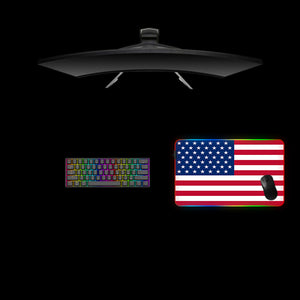 USA Flag Design Medium Size RGB Lit Gaming Mouse Pad