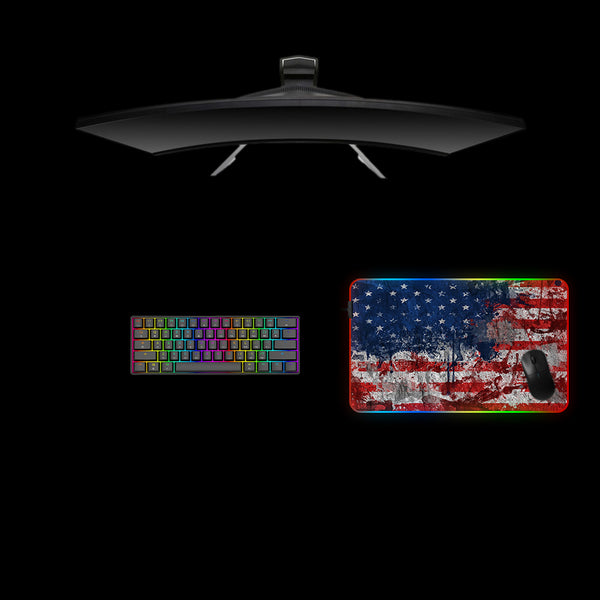 USA Flag Splash Paint Design Medium Size RGB Lit Gaming Mouse Pad