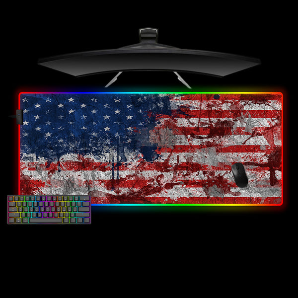 USA Flag Splash Paint Design XXL Size RGB Lit Gaming Mouse Pad
