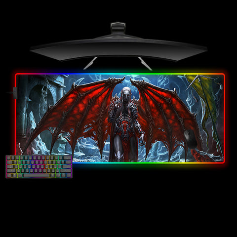 Vampire Lord Design XL Size RGB Illuminated Gamer Mouse Pad, Computer Desk Mat