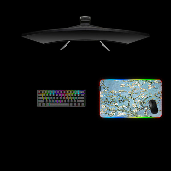 Van Gogh Almond Blossom Design Medium Size RGB Lighting Gaming Mouse Pad, Computer Desk Mat