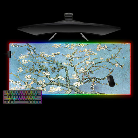 Van Gogh Almond Blossom Design XL Size RGB Lighting Gaming Mouse Pad, Computer Desk Mat