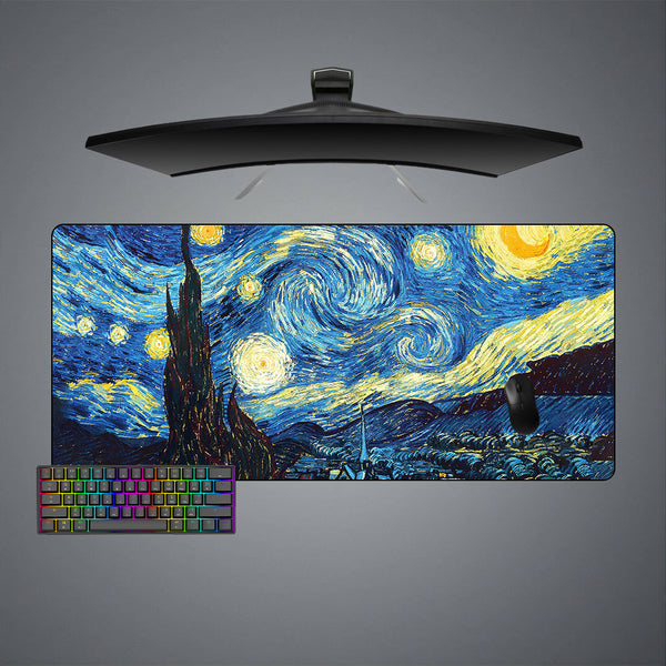 Van Gogh Starry Night Design Large Size Gaming Mouse Pad, Computer Desk Mat