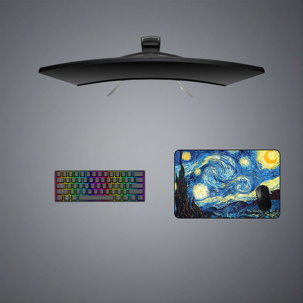 Van Gogh Starry Night Design Medium Size Gaming Mouse Pad, Computer Desk Mat