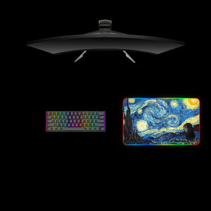 Van Gogh Starry Night Design Medium Size RGB Light Gaming Mouse Pad, Computer Desk Mat
