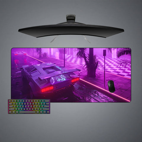 Vaporwave Car Design XL Size Gamer Mouse Pad, Computer Desk Mat