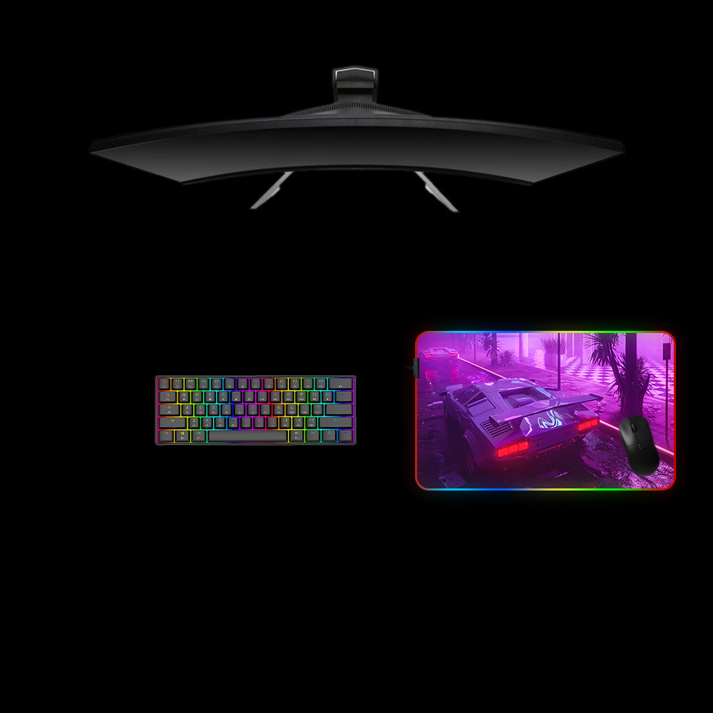 Vaporwave Car Design Medium Size RGB Lighting Gamer Mouse Pad, Computer Desk Mat