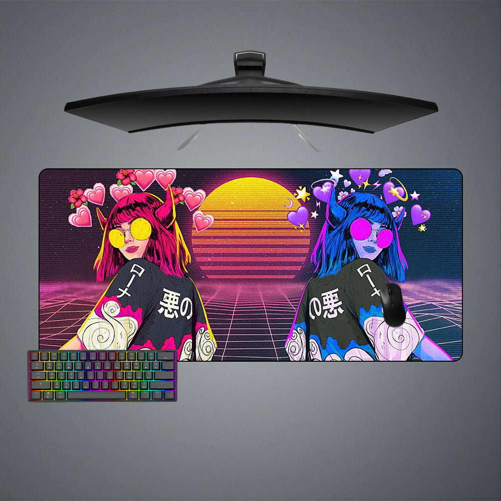 Vaporwave Girls Design XXL Size Gamer Mousepad