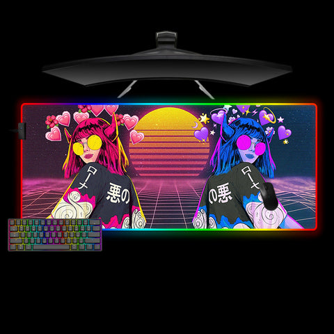Vaporwave Girls Design XXL Size RGB Lit Gamer Mousepad