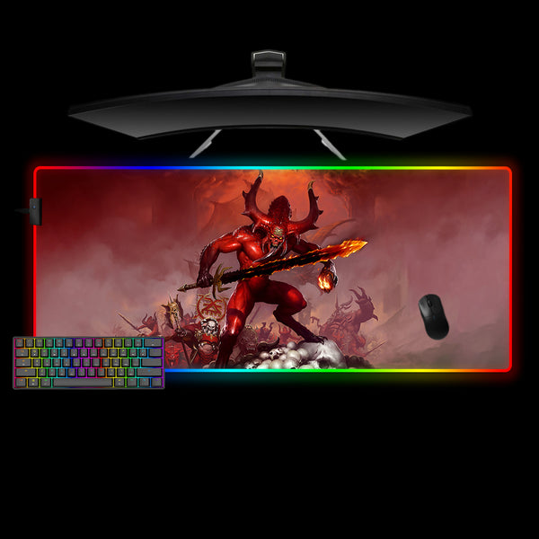 Khorne Daemon Design XL Size RGB Backlit Gaming Mouse Pad, Computer Desk Mat