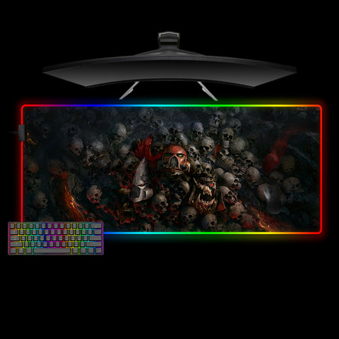 Warhammer Skulls Design XXL Size RGB Illuminated Gamer Mouse Pad, Computer Desk Mat