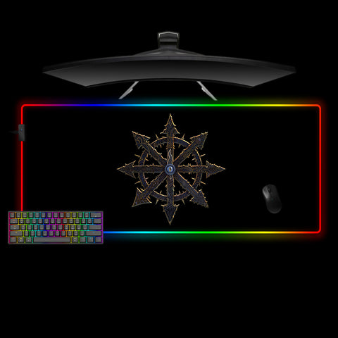 Large Size RGB Backlit Mouse Pad with Warhammer Symbol of Chaos Printed Design