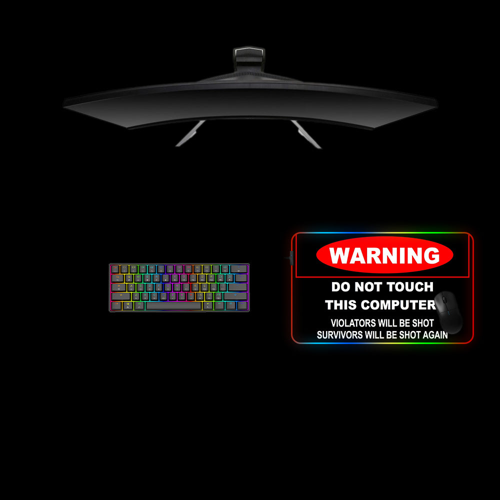 Warning Design Medium Size RGB Lit Gaming Mousepad