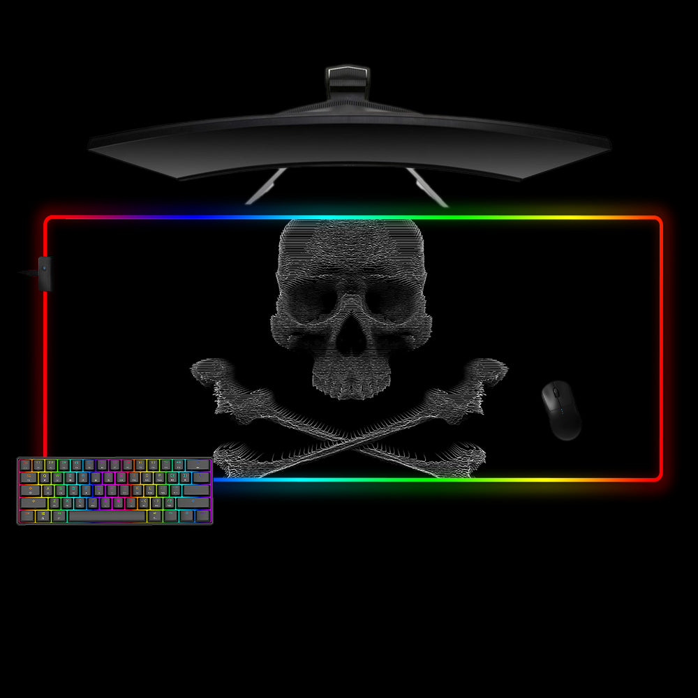 Wavy Skull Design XXL Size RGB Lit Gaming Mouse Pad